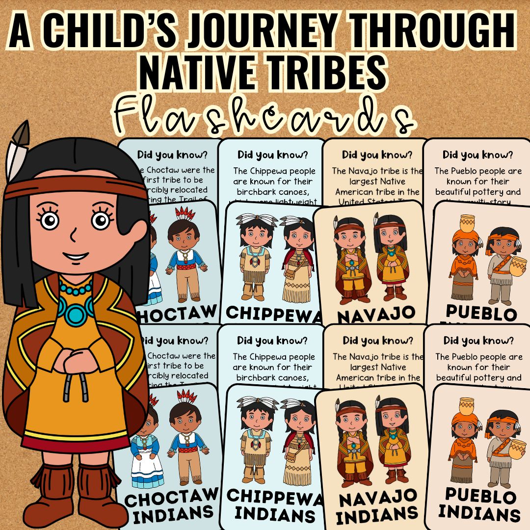 A childs journey through native tribes printable flashcards november set made by teachers