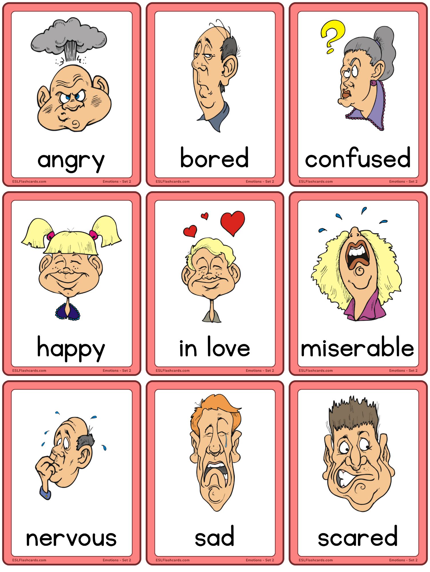 Emotions flashcards for adults â esl flashcards