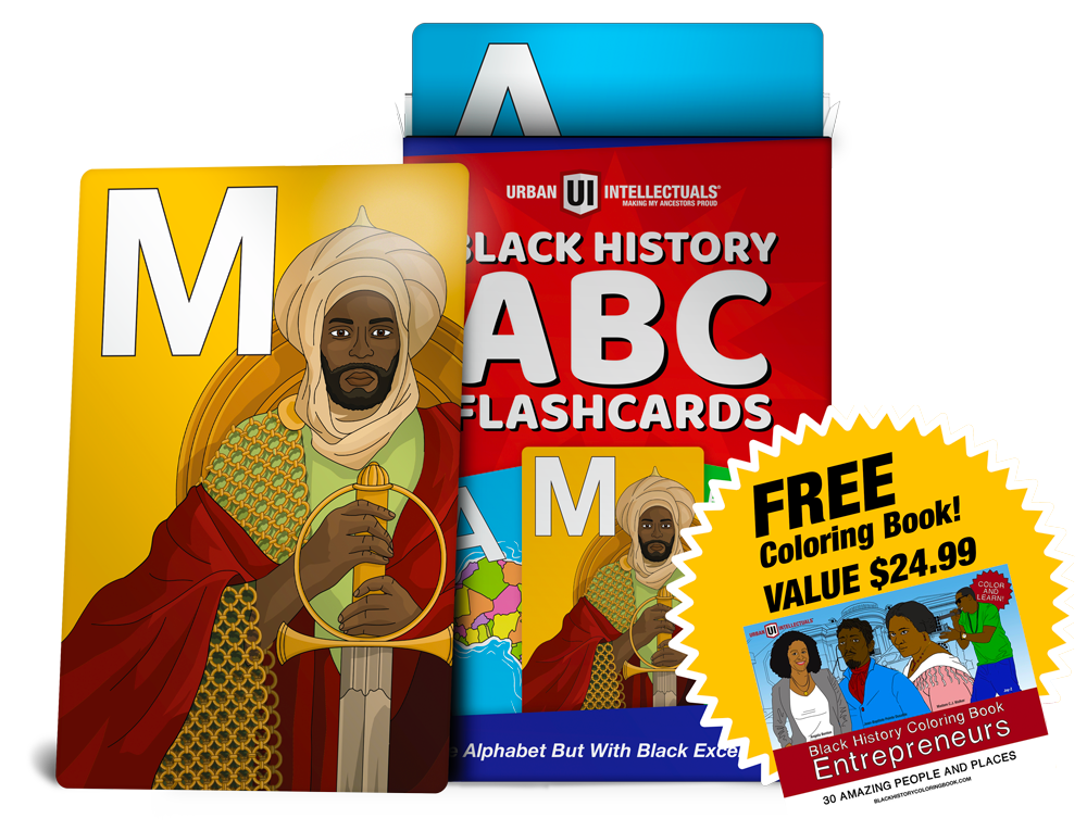 Black history abc flashcards x alphabet and black excellence learning cards with free entrepreneur coloring book urban intellectuals