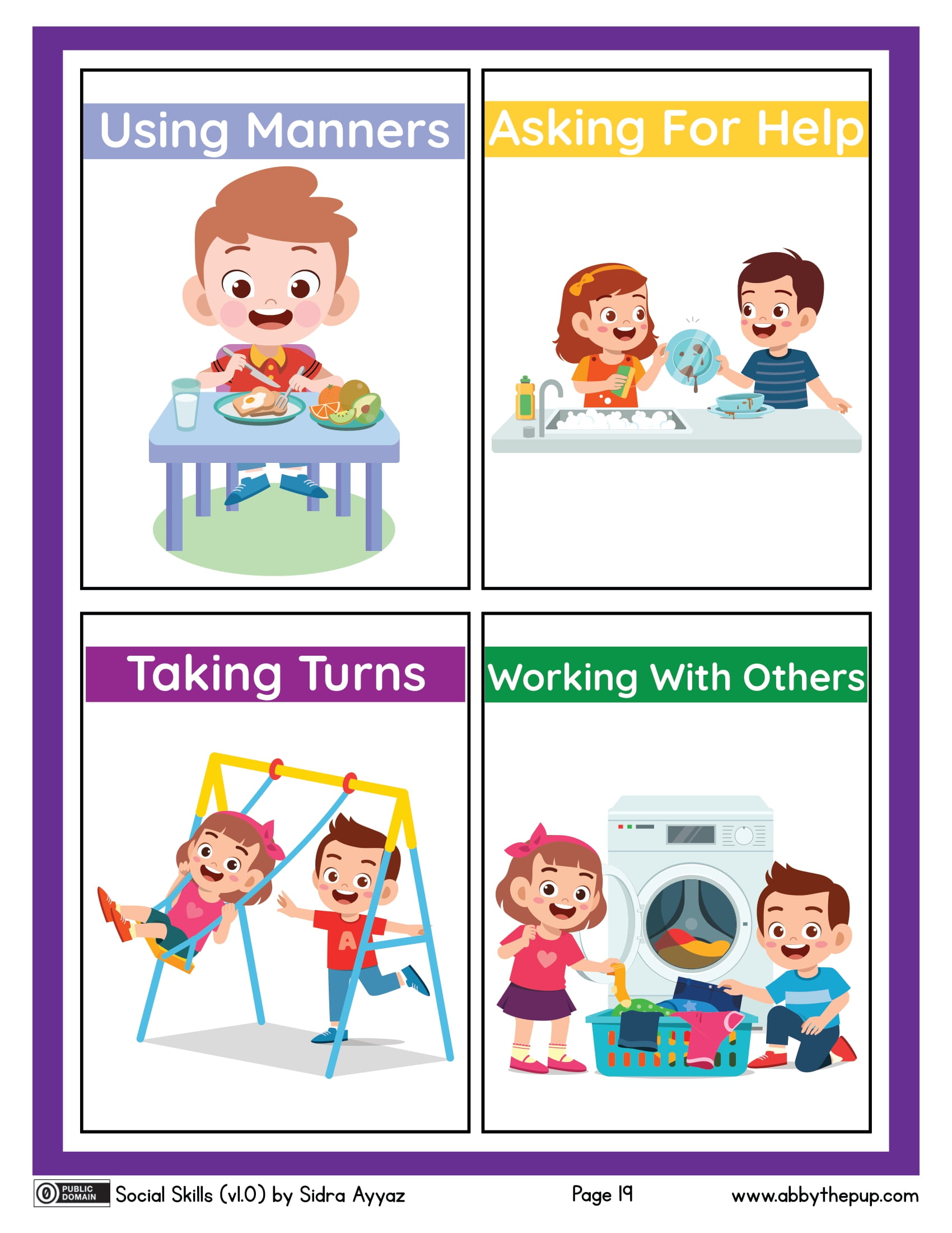 Social skills flash cards free printable papercraft templates