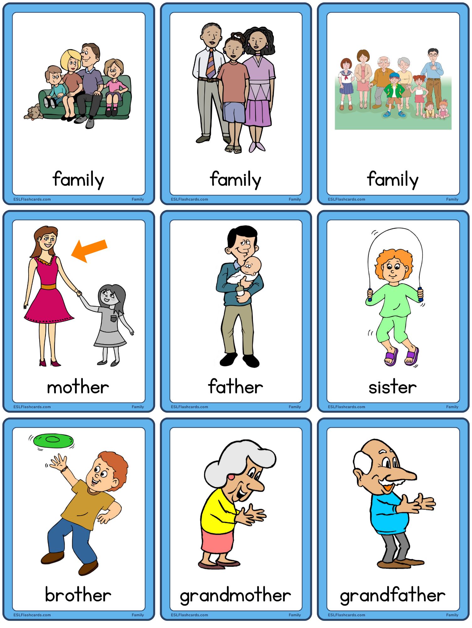 Family flashcards â esl flashcards