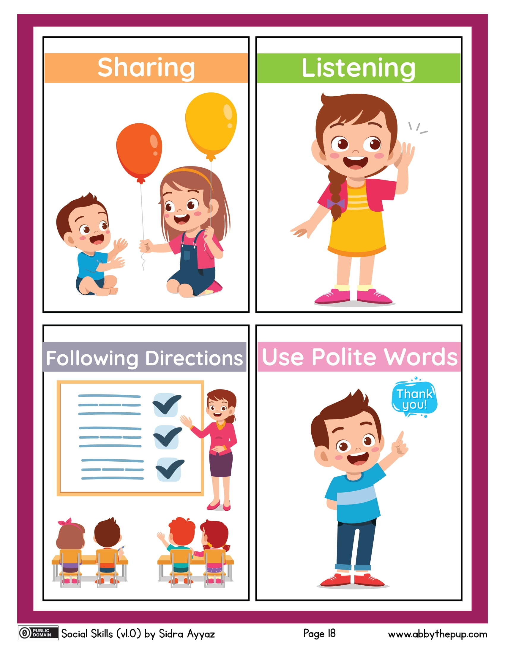 Social skills flash cards free printable papercraft templates