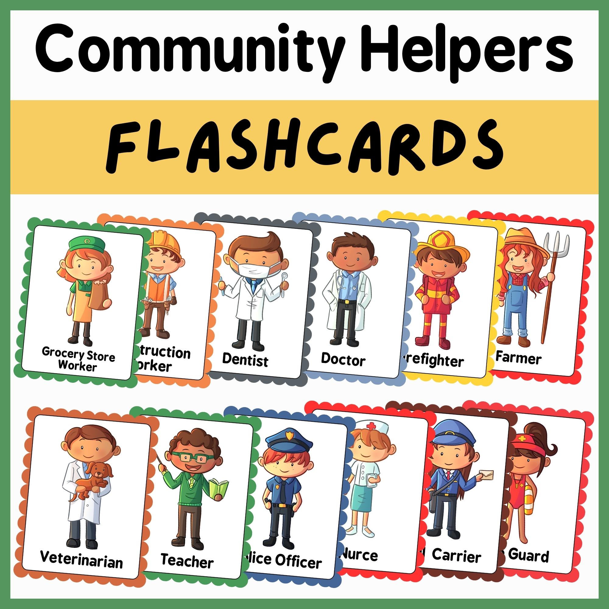 Munity helpers flashcards back to school cards made by teachers