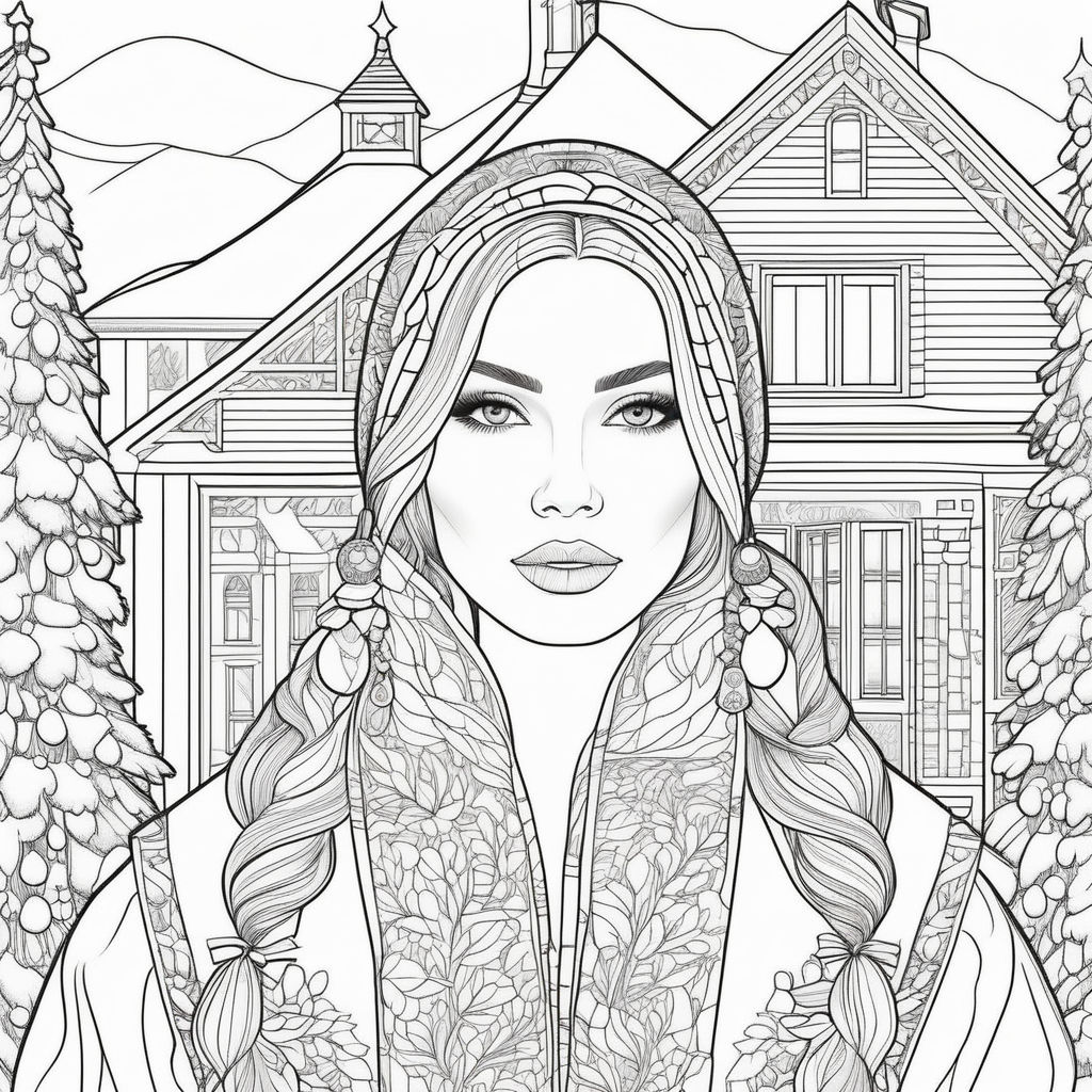 A creative coloring book simple template of mountain house