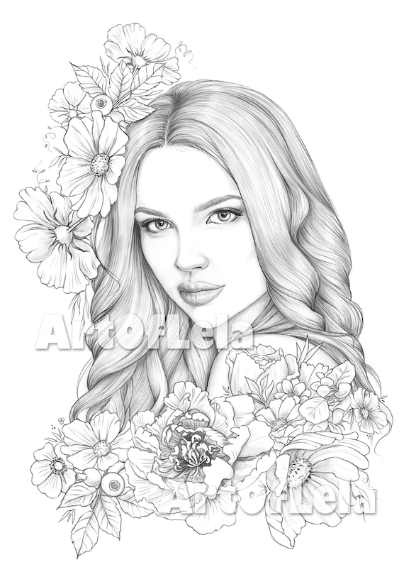 Coloring page to download printable adult coloring pages grayscale illustration