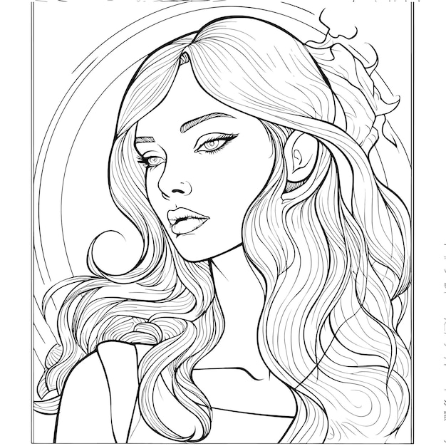 Premium vector illustartion coloring book page woman study clean