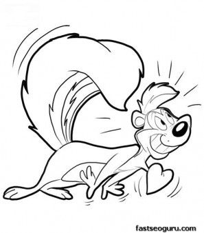 Printable cartoon characters pepe le pew coloring page