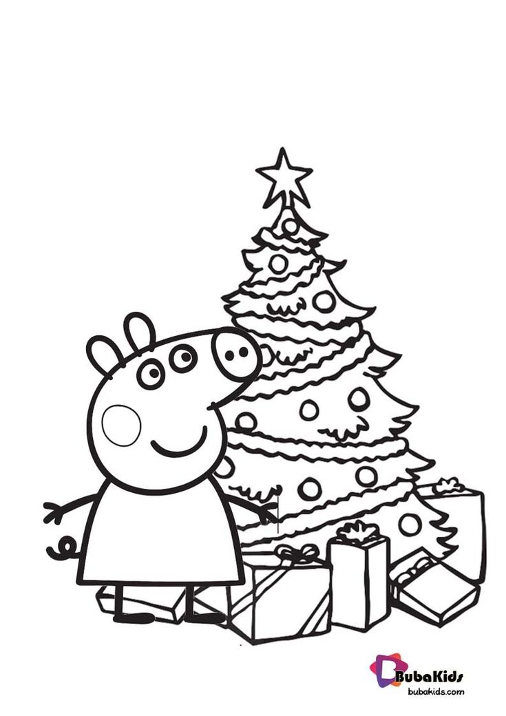 Peppa pig and christmas tree loring page for kids peppa pig loring pages peppa pig christmas free christmas loring pages