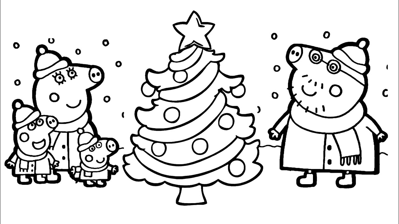 Merry christmas from the peppa pig family coloring pages for kids peppa pig family drawing easy