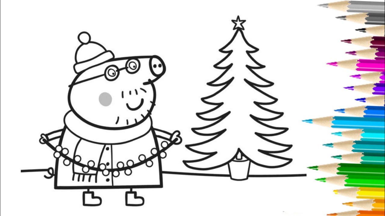 Peppa pig christas coloring page