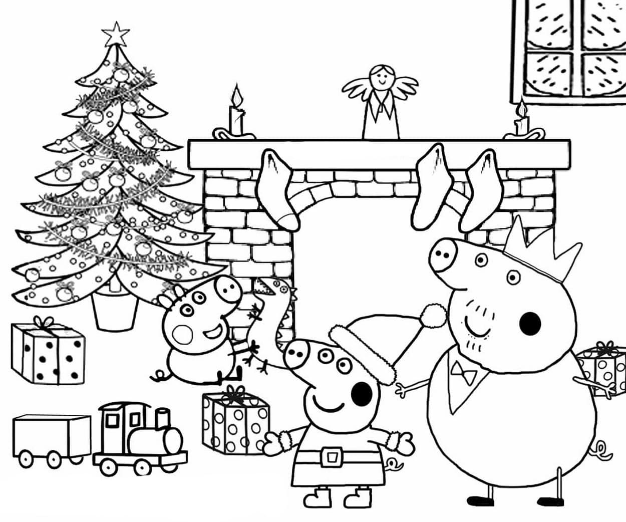 Peppa pig christmas coloring page