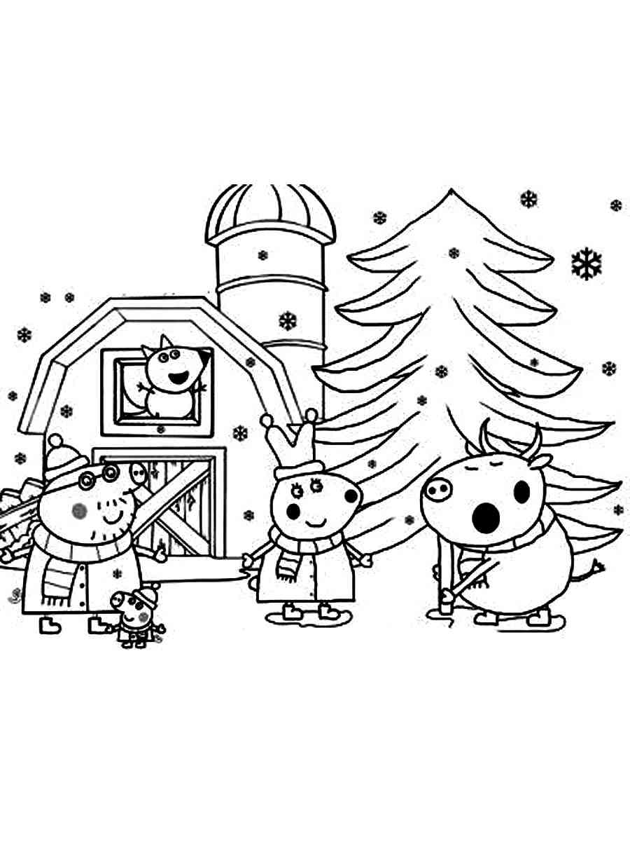 Peppa pig christmas coloring page