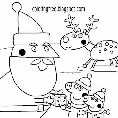 Charming red nose reindeer with santa claus cartoon peppa pig christmas colouring pages tâ peppa pig coloring pages rudolph coloring pages coloring pages winter