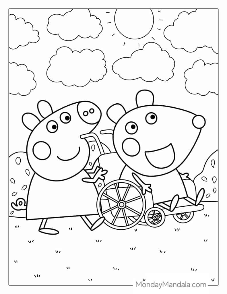 Peppa pig coloring pages free pdf printables