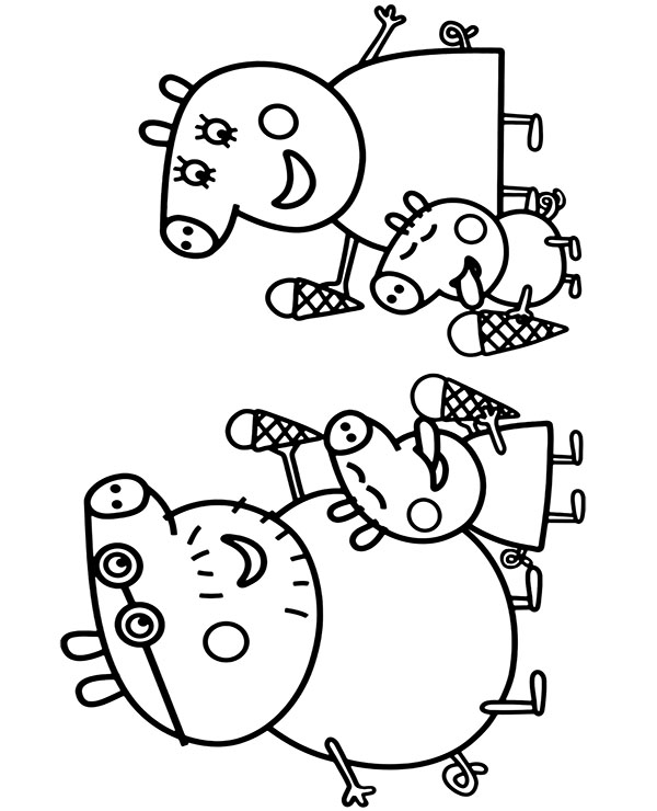 Peppa pig family coloring page to print