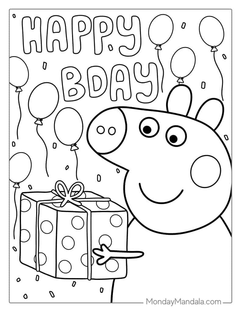 Peppa pig coloring pages free pdf printables