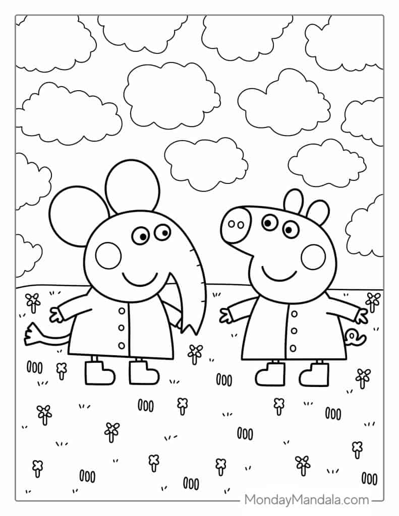 Peppa pig coloring pages free pdf printables