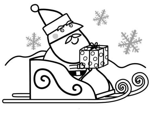 Santa with gift box for peppa coloring page free printable coloring pages