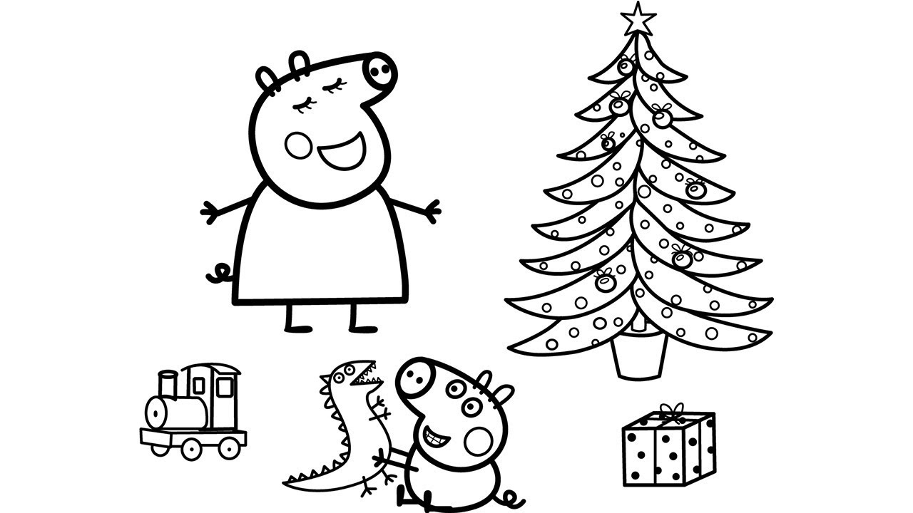 Peppa pig christmas coloring pages peppa pig and george