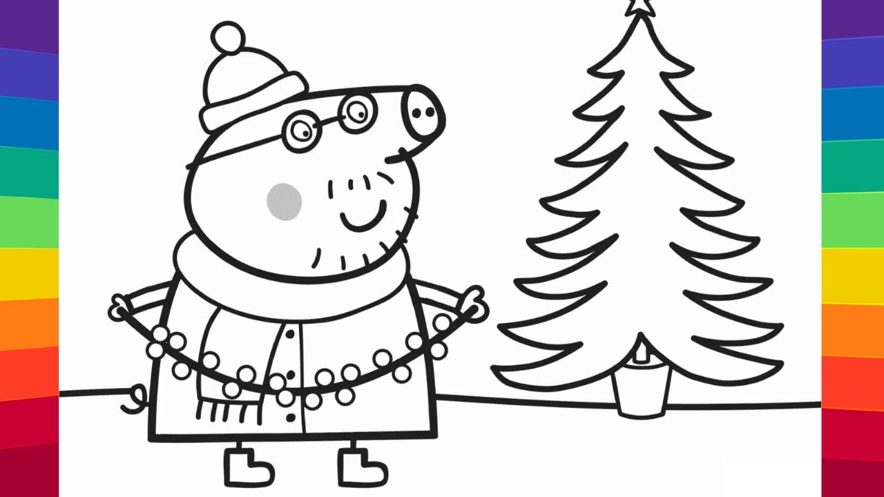 Peppa pig coloring book daddy pig christmas coloring page