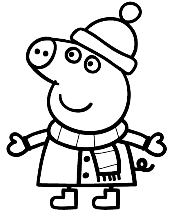 Winter with peppa coloring page
