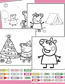 Peppa pig with ribbon color by number