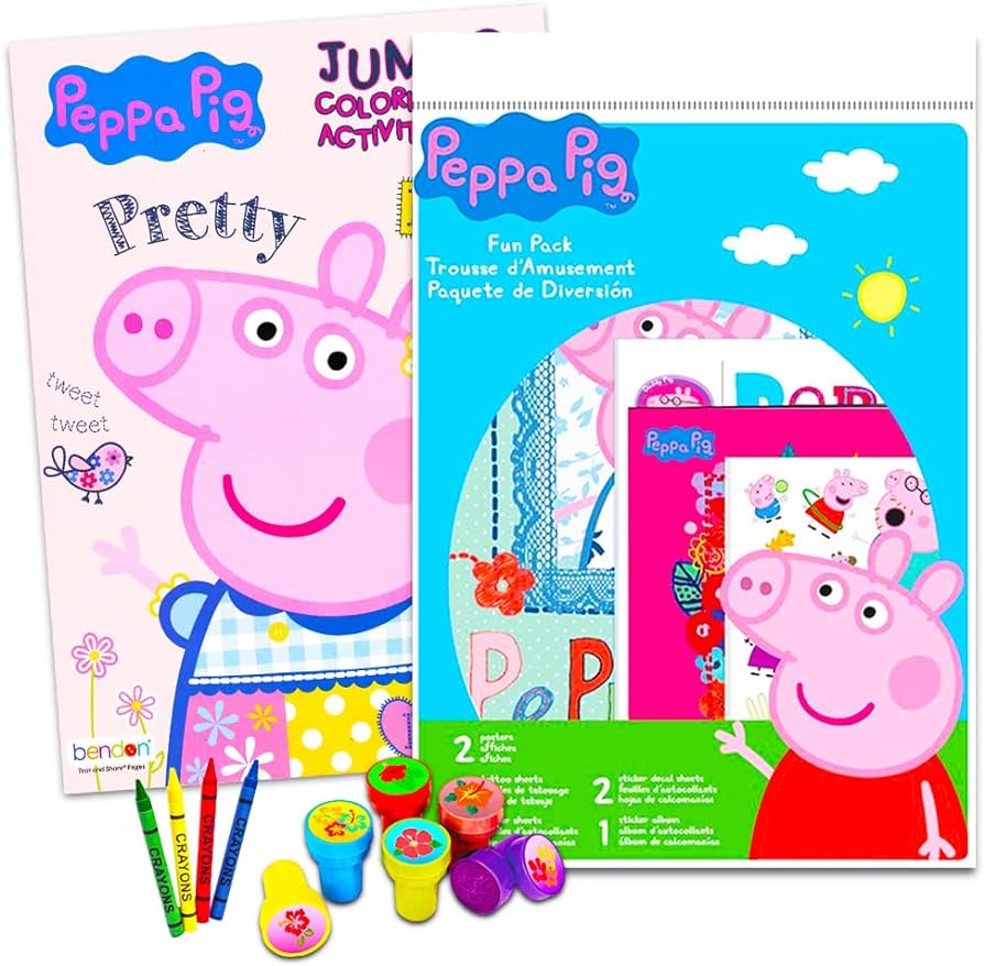 Peppa pig coloring book set stickers and crayons toys games