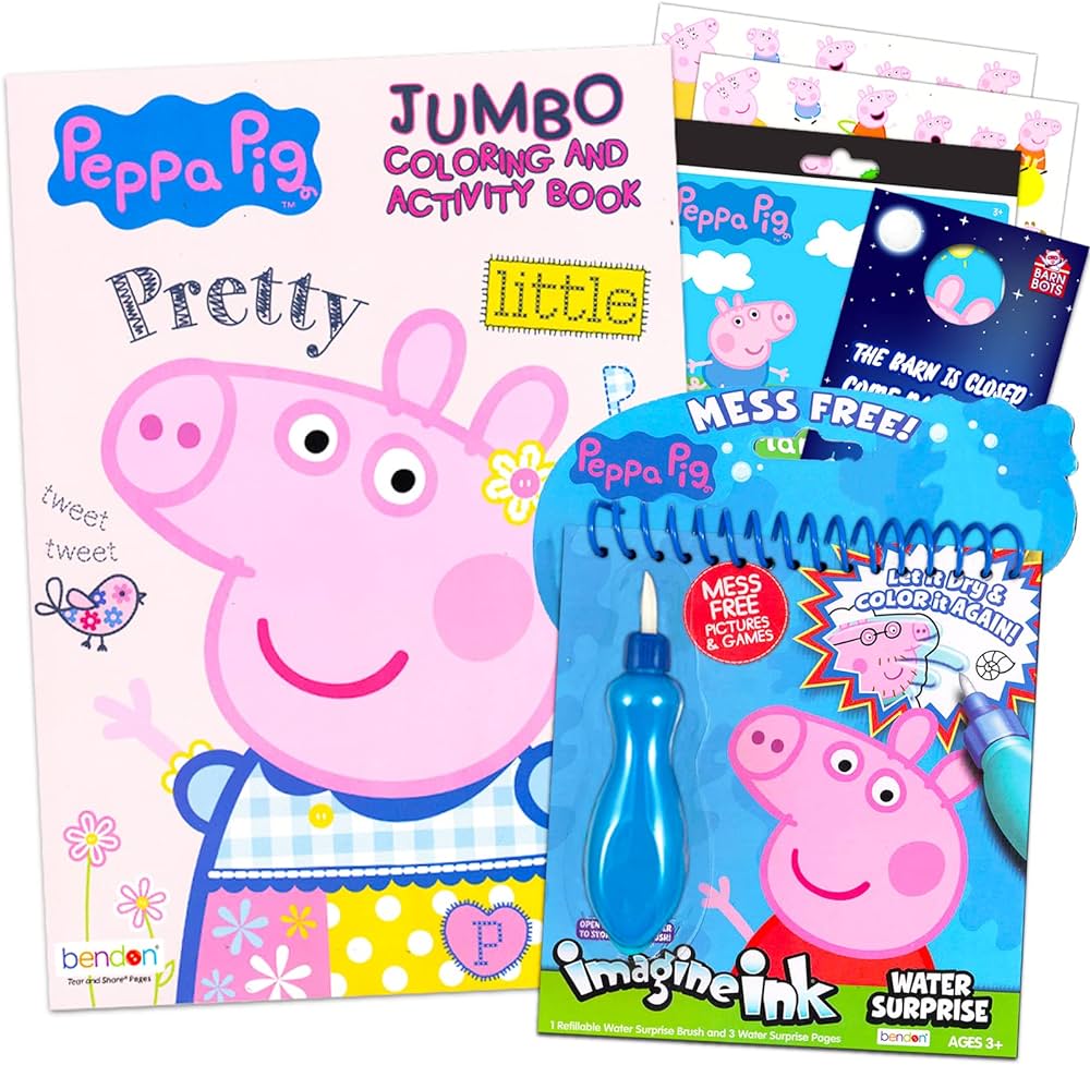 Peppa pig coloring book set for kids toddlers pc bundle with peppa pig jumbo coloring and activity book mess