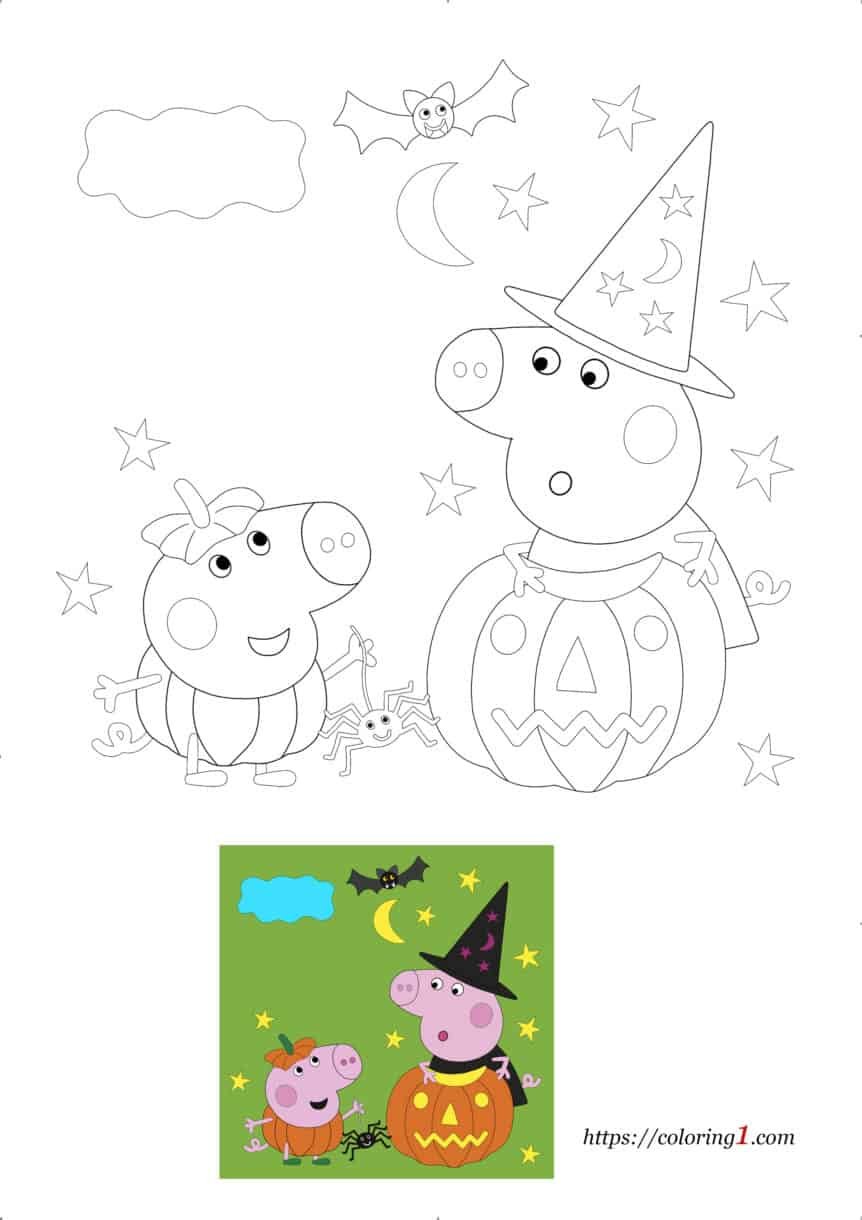 Peppa pig halloween coloring pages