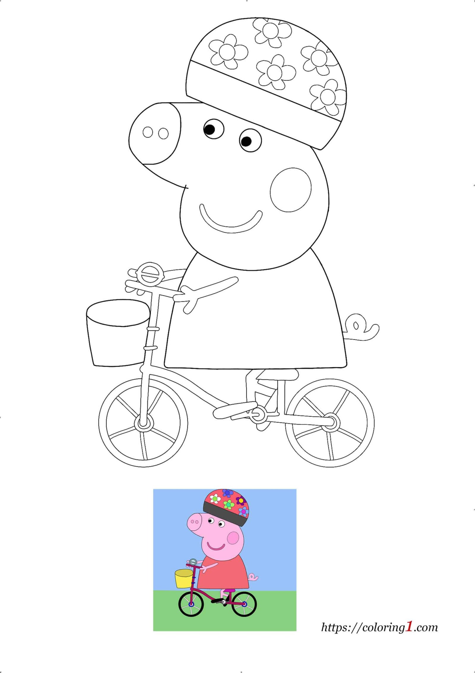 Peppa pig bike coloring pages