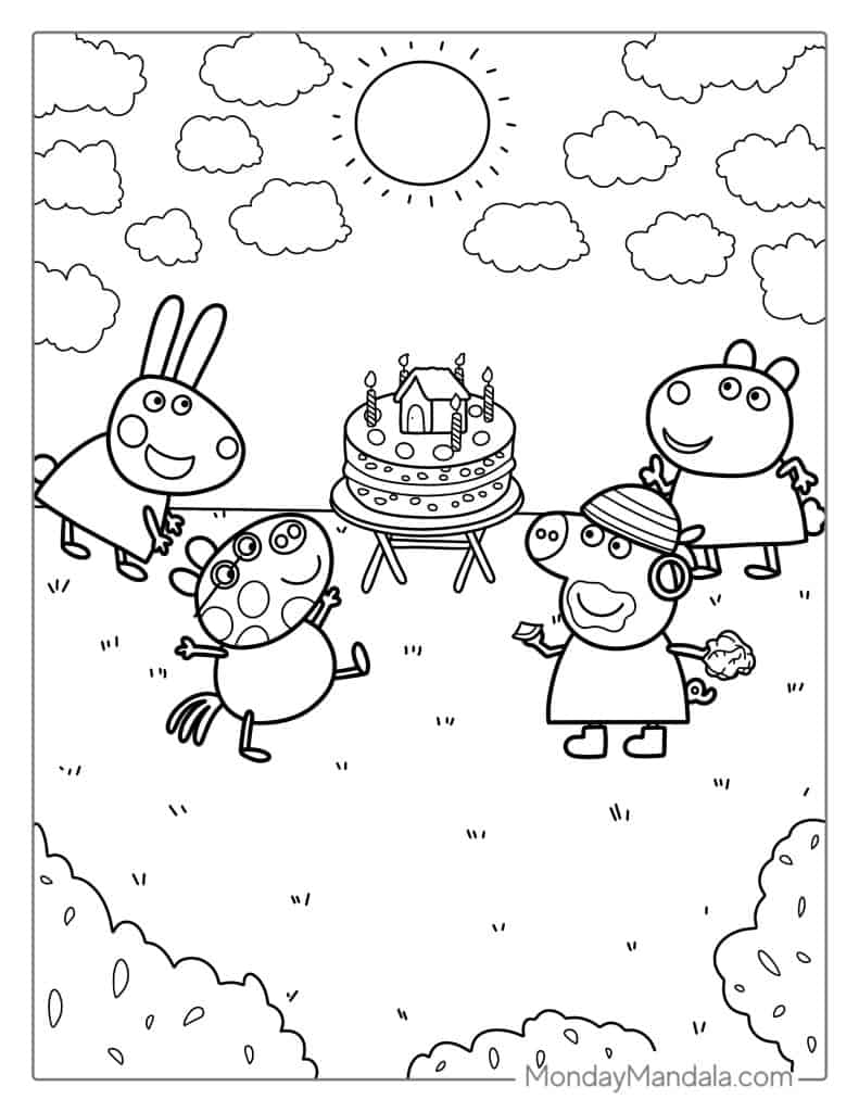 Peppa pig coloring pages free pdf printables