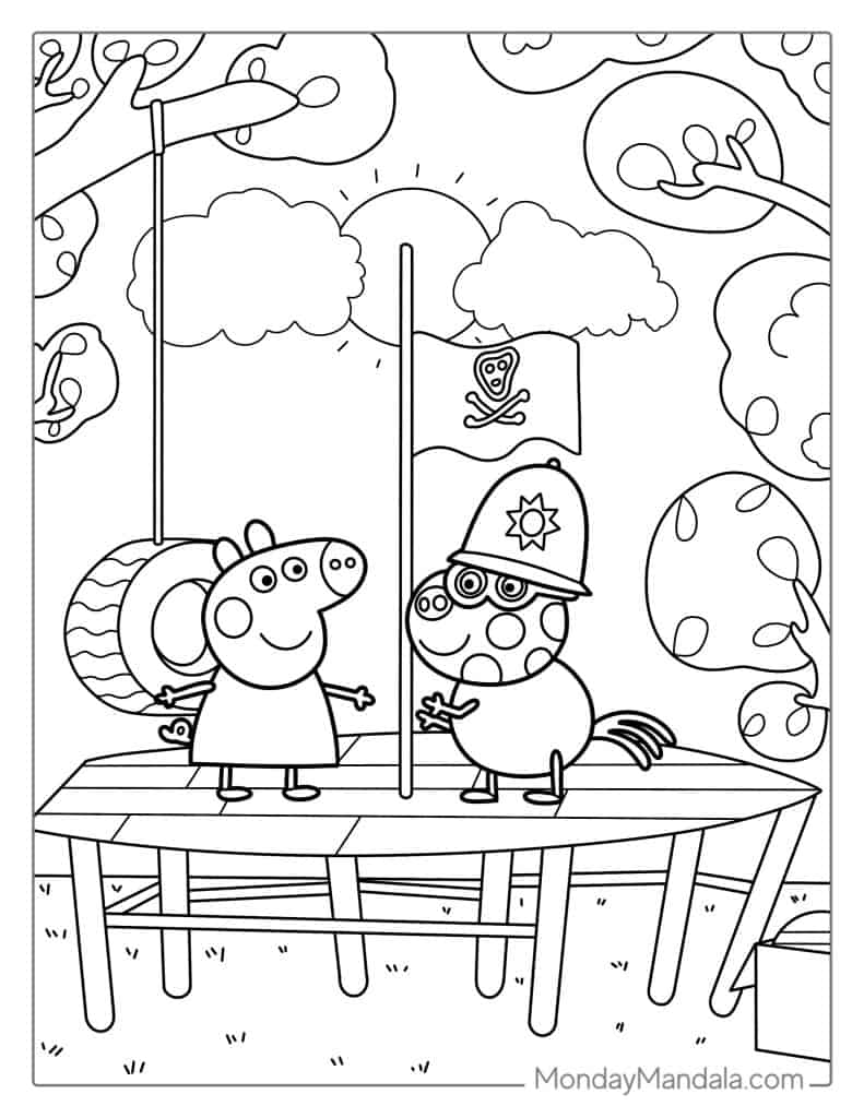 Peppa pig coloring pages free pdf printables