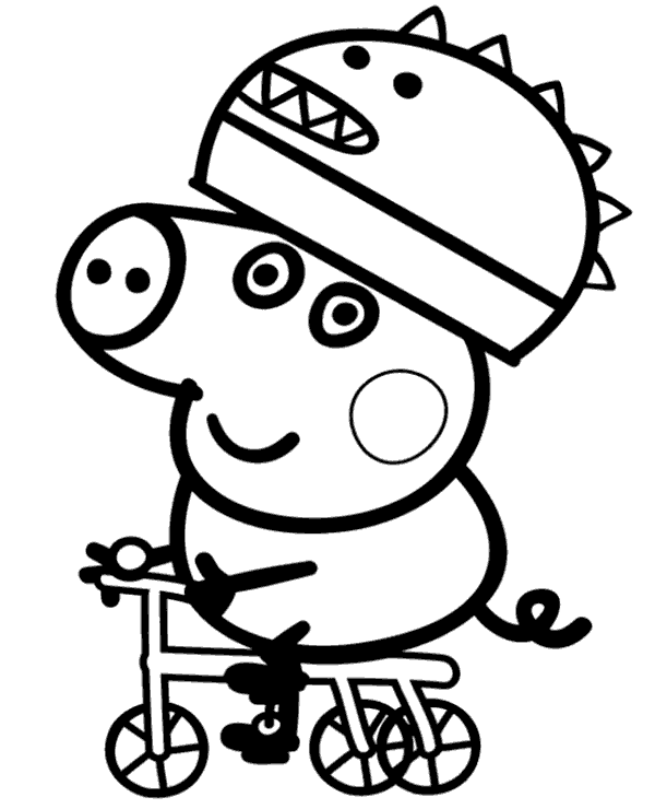 George riding bike coloring page