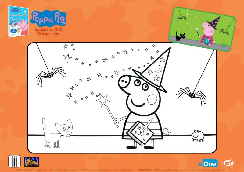 Free peppa pig halloween coloring page