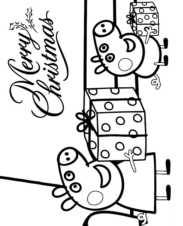 Peppa pig merry christmas printable coloring sheet