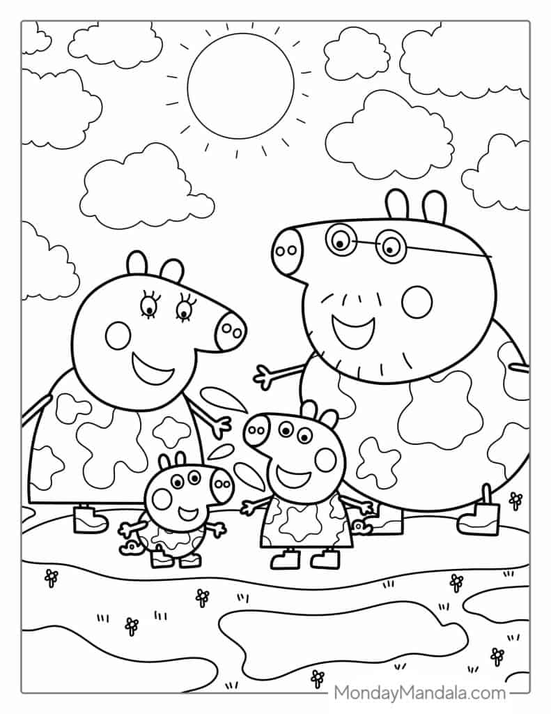 Peppa pig coloring pages free pdf printables