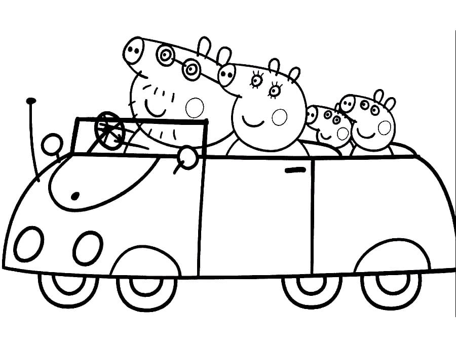 Peppa pig on vacation coloring page