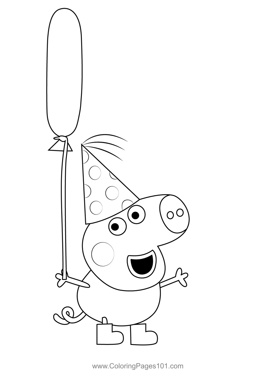 Enjoy pig birthday coloring page for kids