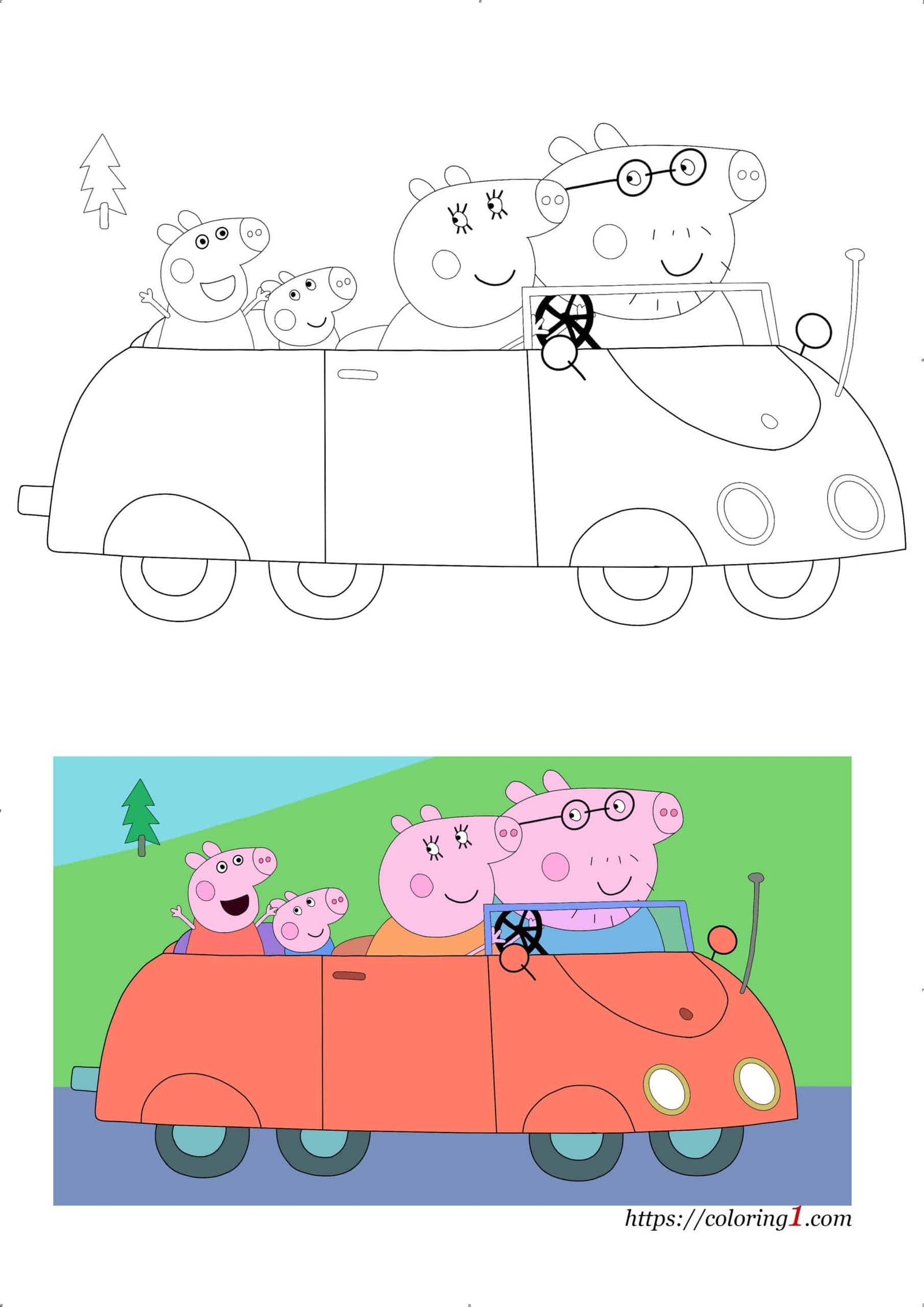 Peppa pig car coloring pages