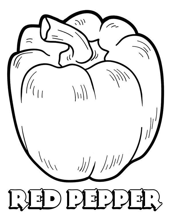 Red pepper coloring page vegetable