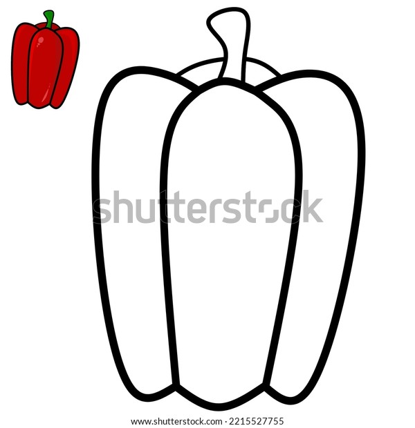 Pepper coloring page color example stock illustration