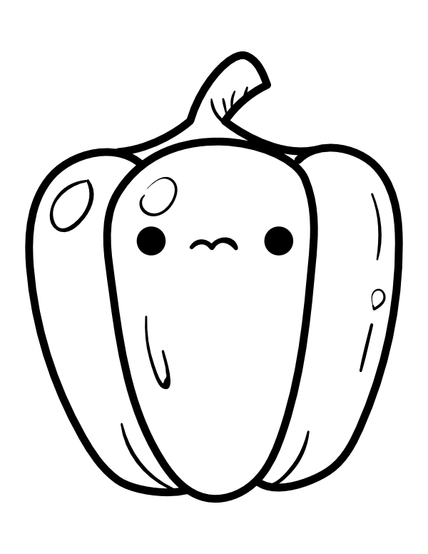 Printable kawaii pepper coloring page