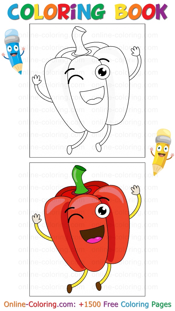 Cartoon bell pepper free online coloring page