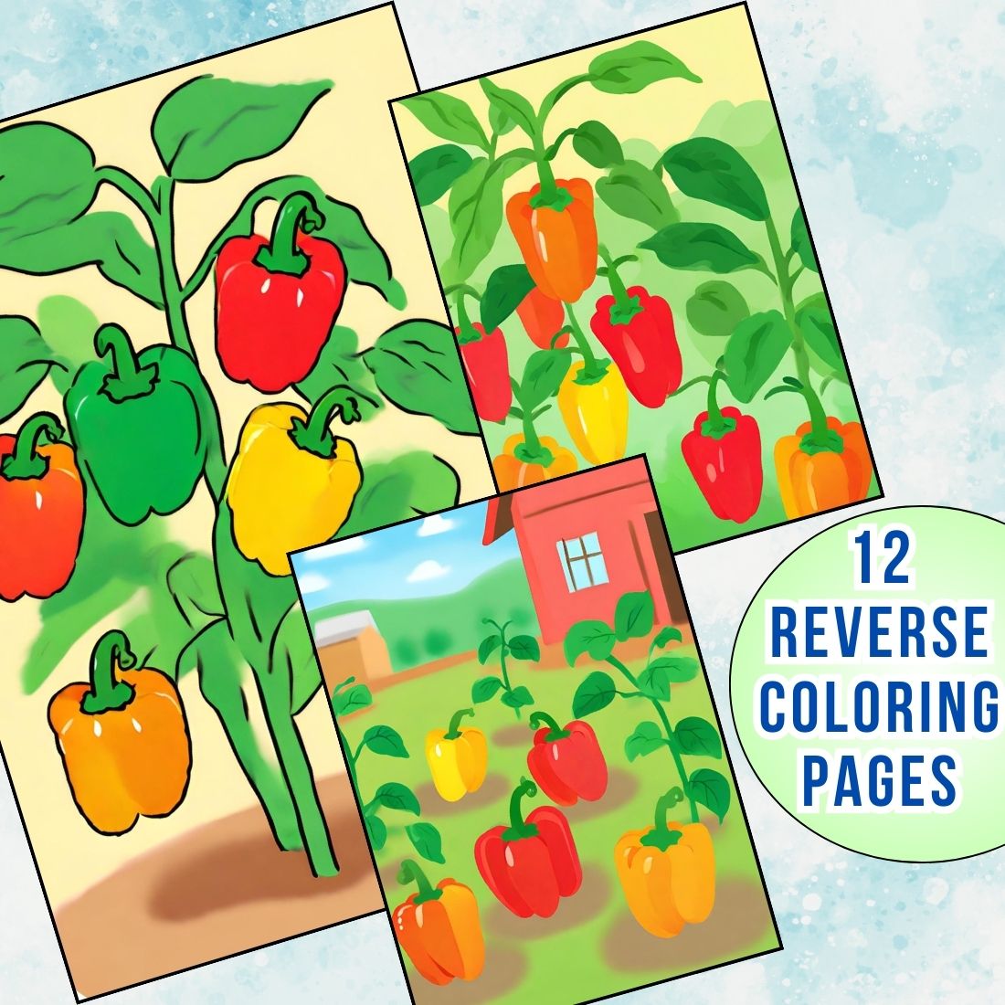 Bell pepper plant reverse coloring pages for kids