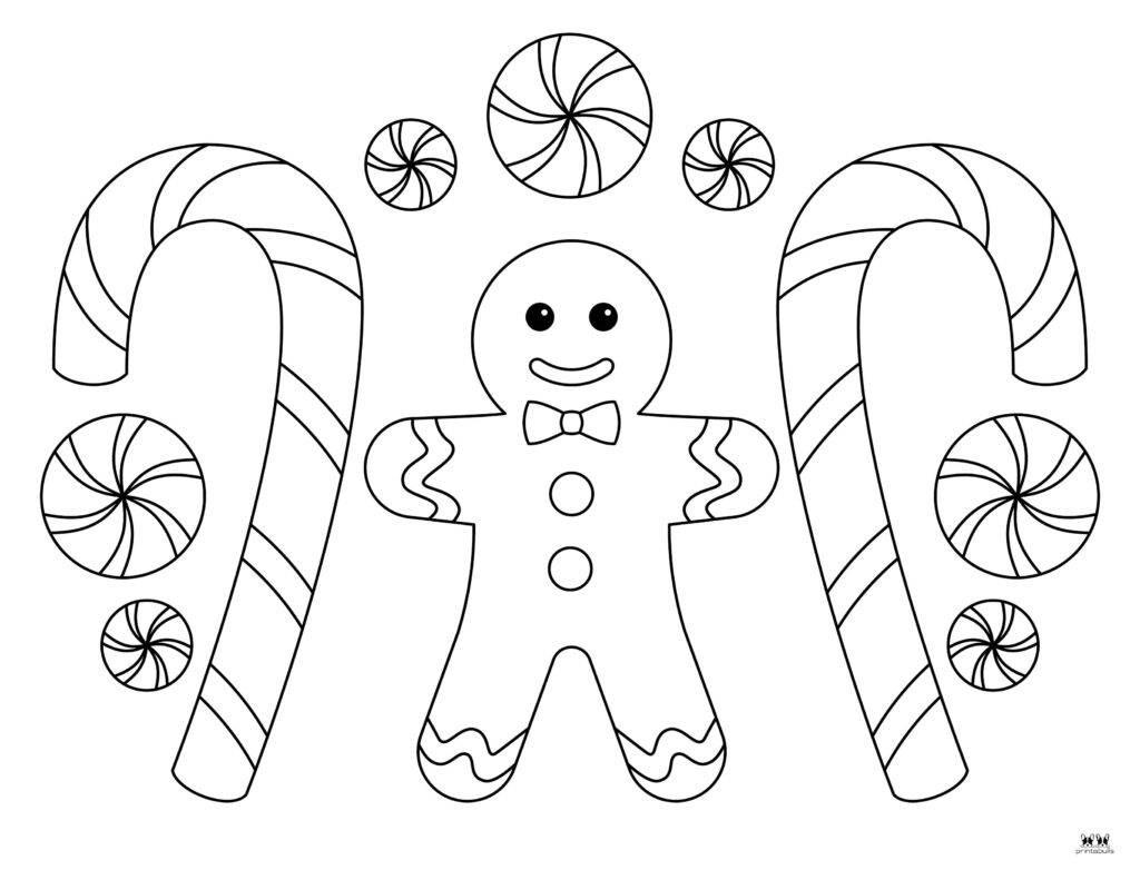 Candy cane coloring pages templates