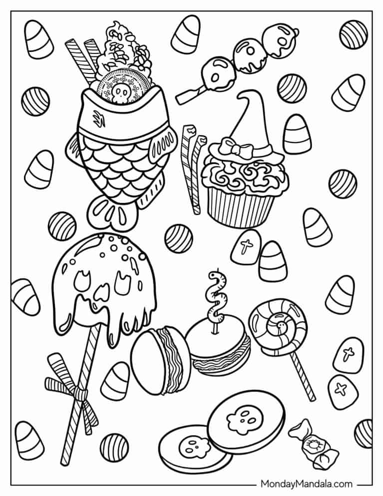 Candy coloring pages free pdf printables