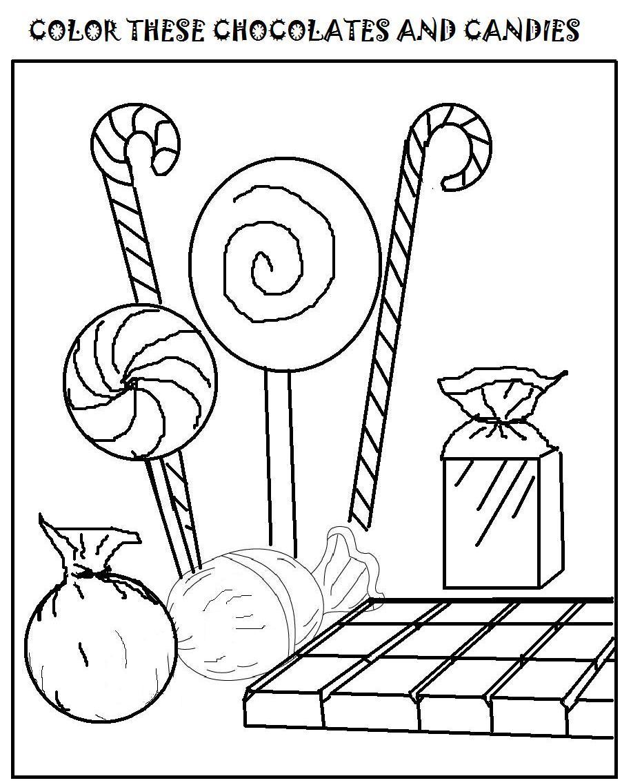 Chocolates and candies coloring page for kids