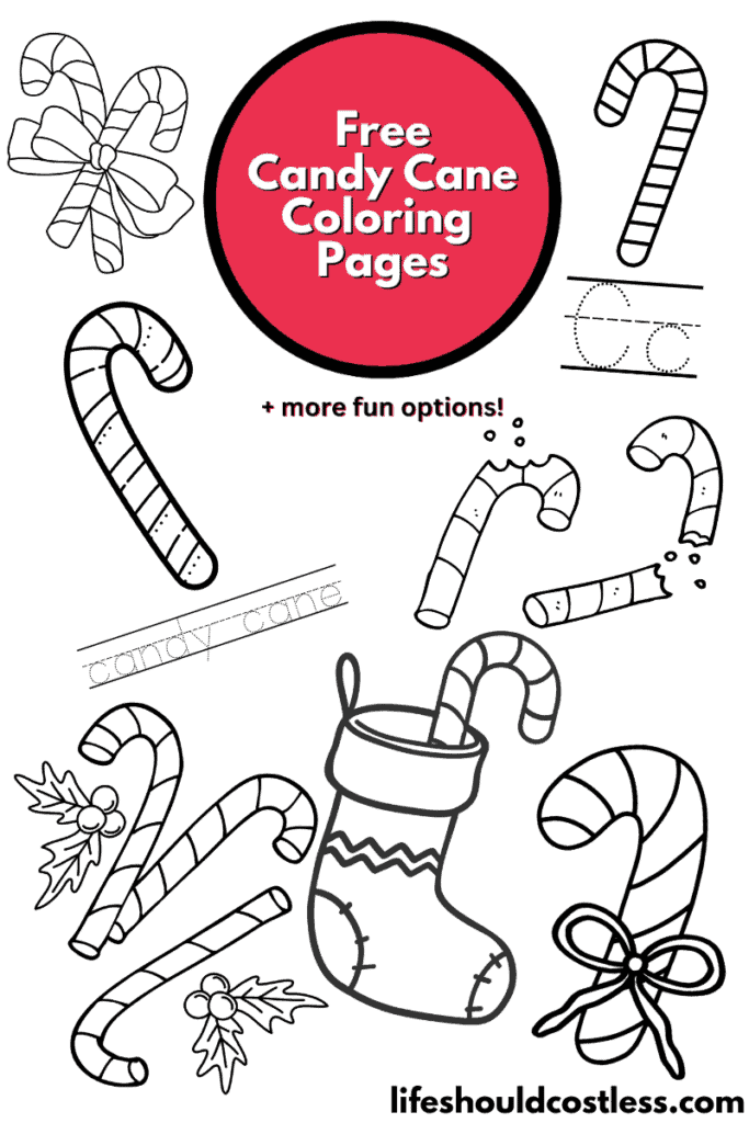 Candy cane coloring pages free printable pdf templates