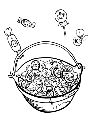 Free halloween candy coloring page