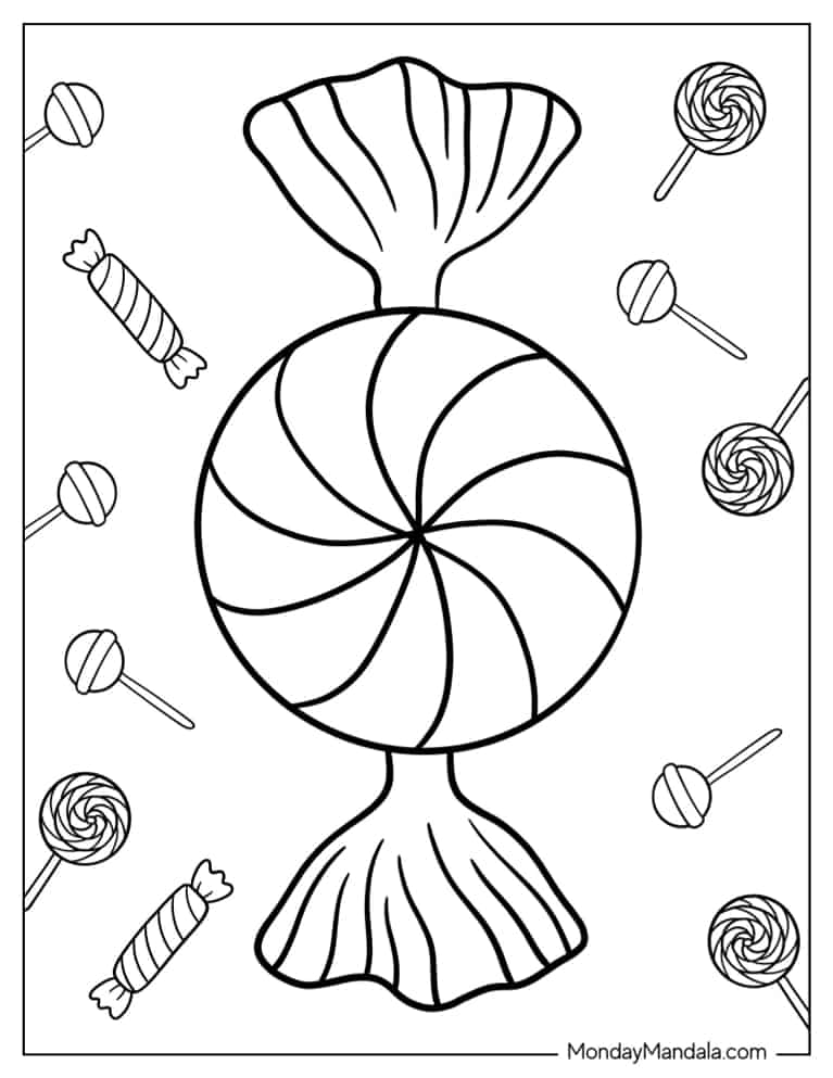 Candy coloring pages free pdf printables